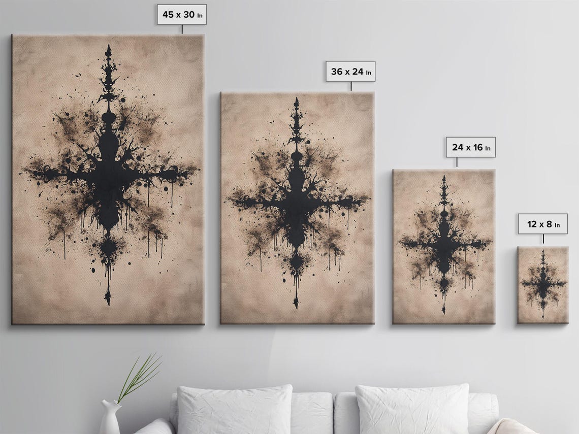 Bold Black Ink Cross Splatter Abstract Minimalist Art Wall Poster - Image 3