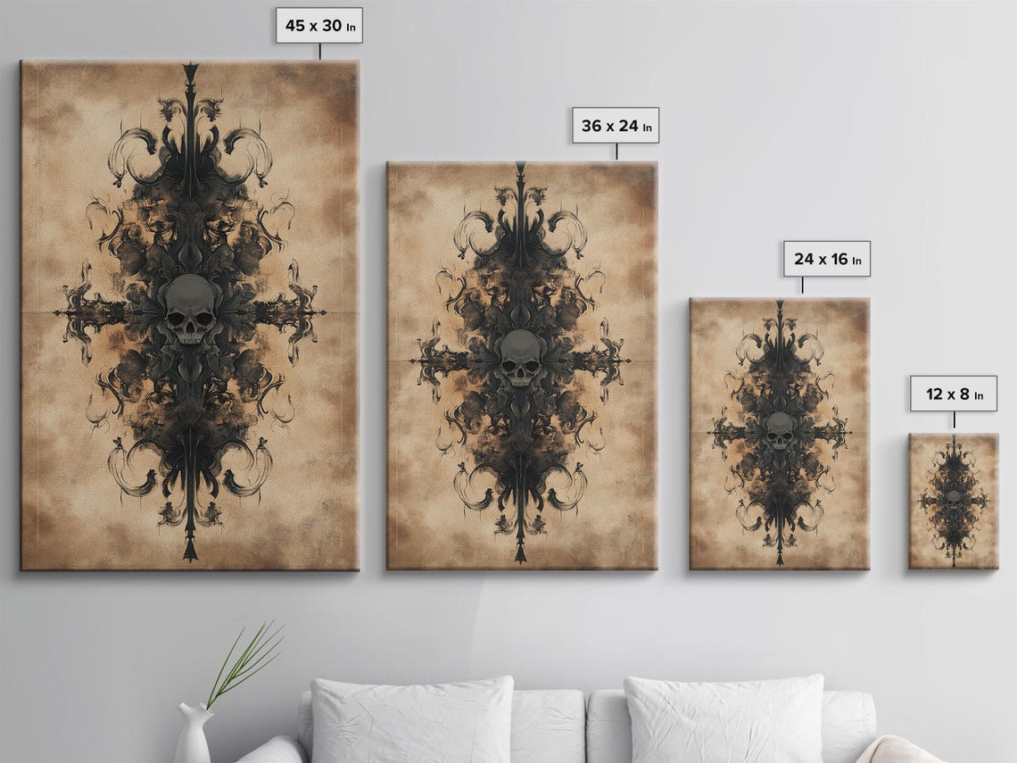 Gothic Skull Ink Symmetry Art Print - Image 3