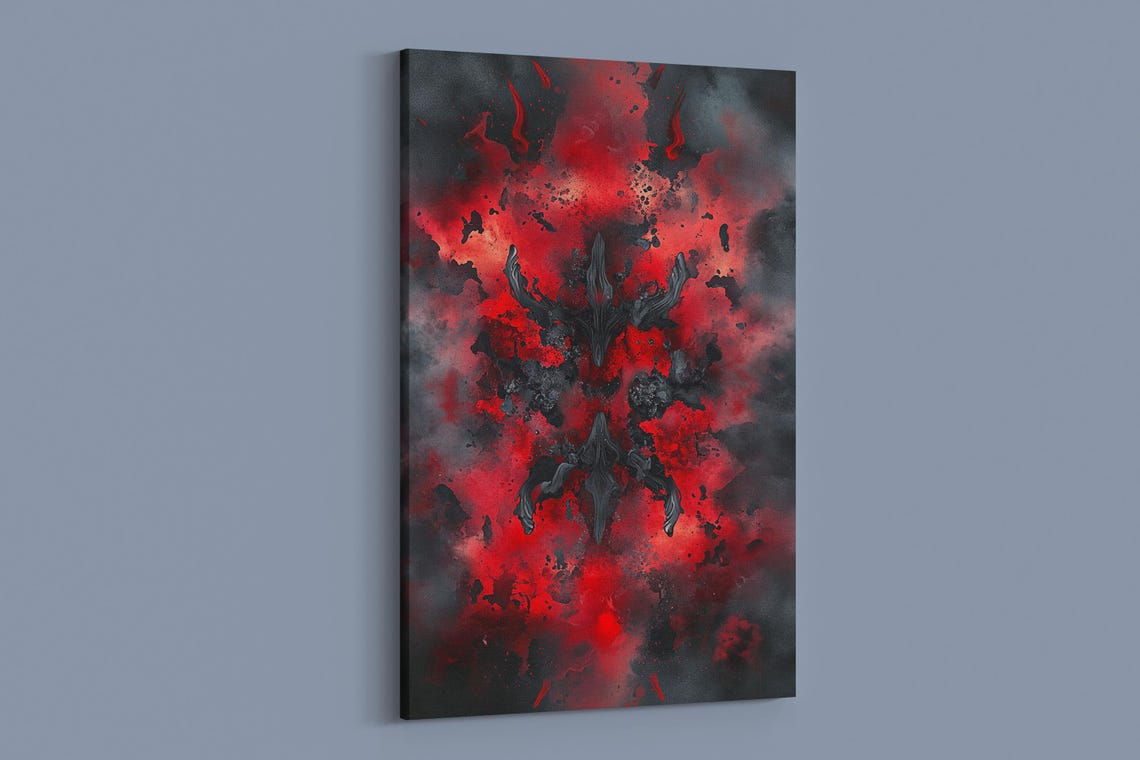 Red Ink Fireburst Abstract Art Print