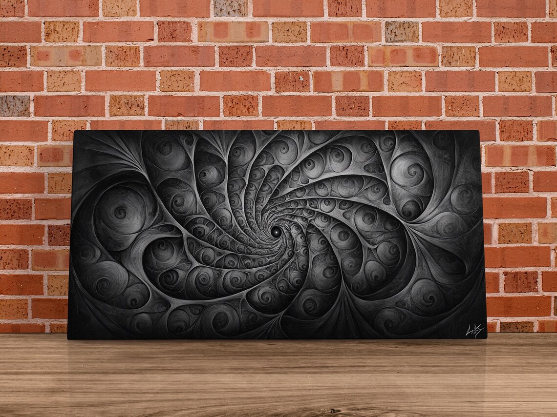 Black And White Spiral Depth Poster Print - Image 4