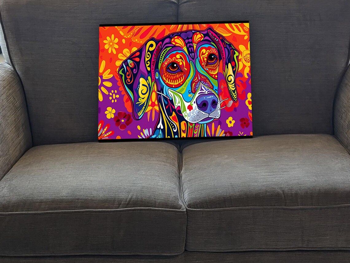 Foxhound Alebrije Style Vibrant Day Of The Dead Colorful Dog Face Poster - Image 5