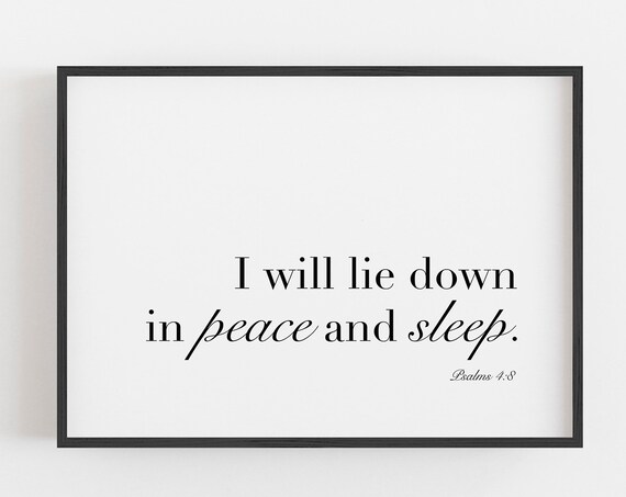 I Will Lie Down In Peace And Sleep Psalm 48 Nursery Scripture Wall Art
