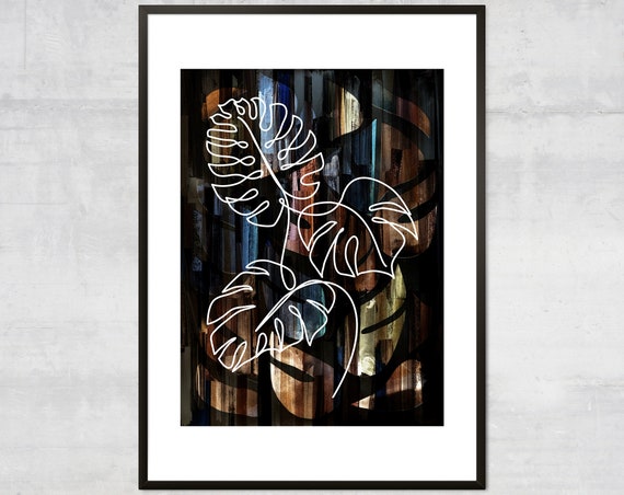 Gold Monstera Leaf Print Botanic Wall Art Minimalist Tropical Boho Decor