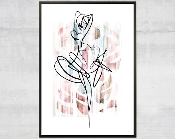 Dancer Line Art Print, Minimalist Boho Decor