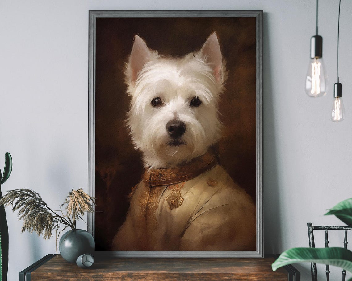 West Highland Terrier Regal Noble Costume Portrait Dog Art Poster