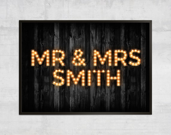 Custom Wedding Sign Personalised Gift Poster Print