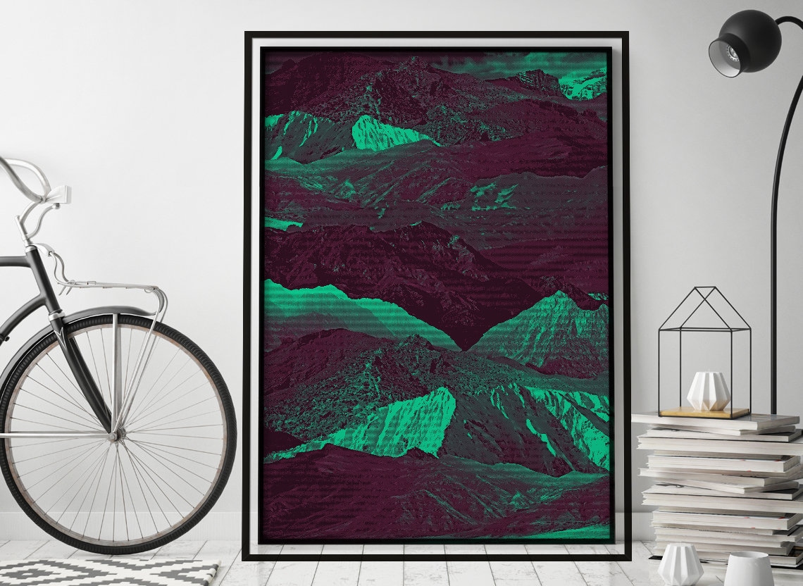 Abstract Mountains Green Art Print, Nordic Scandi