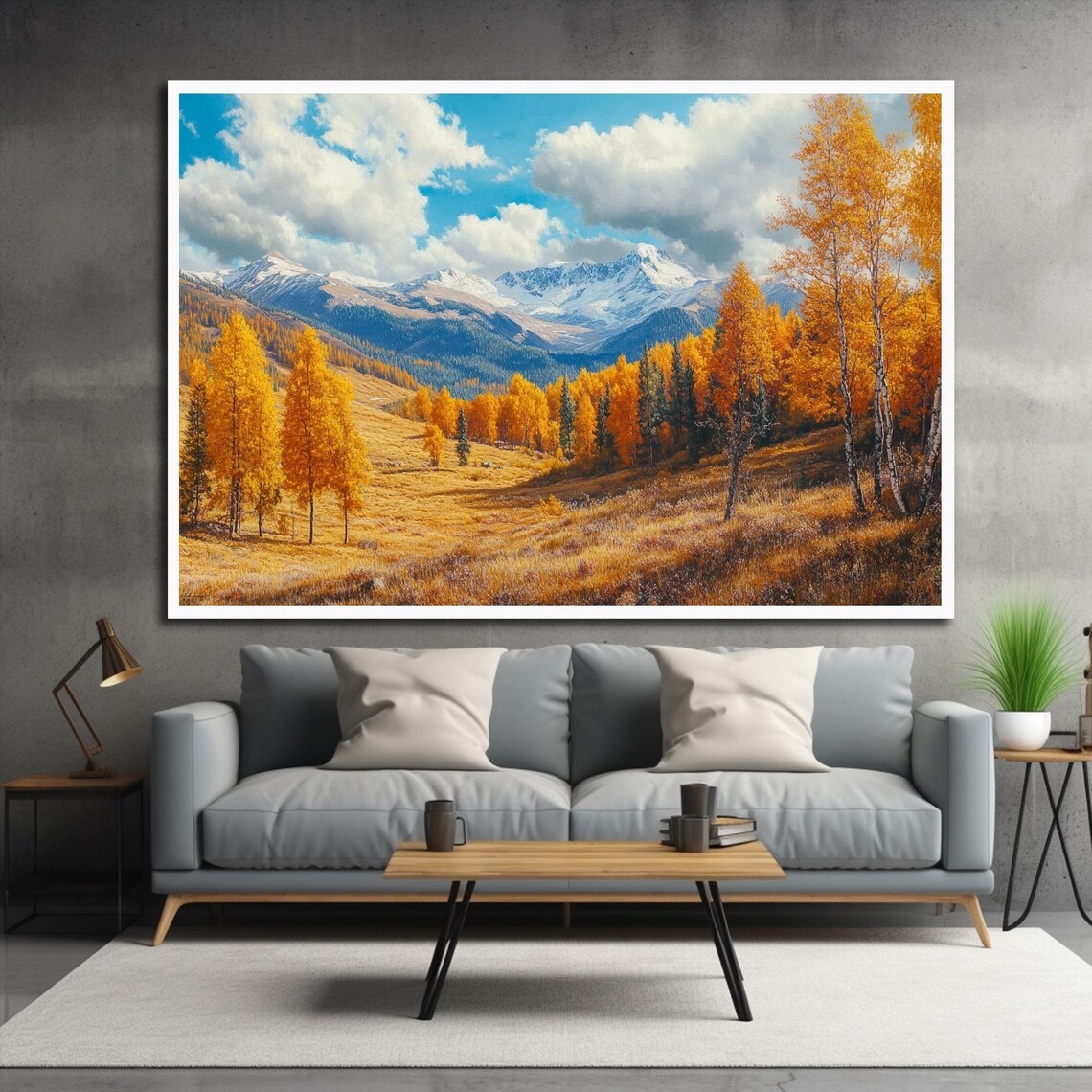 Golden Aspen Valley Snow-Capped Mountains Photorealistic Autumn Poster - Image 2