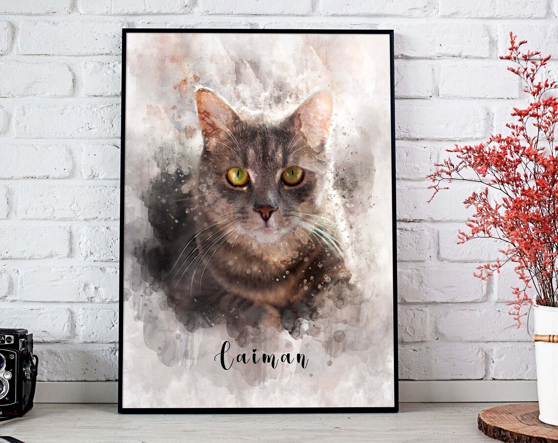 Pit Bull Wearing Glasses Watercolor Pet Portrait Illustration Poster - Image 3
