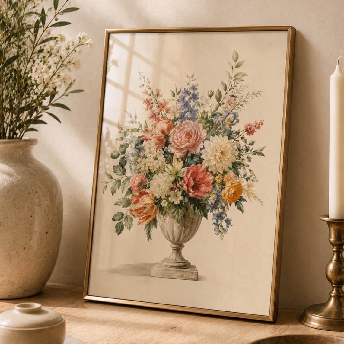 Vintage Floral Bouquet Poster, French Country