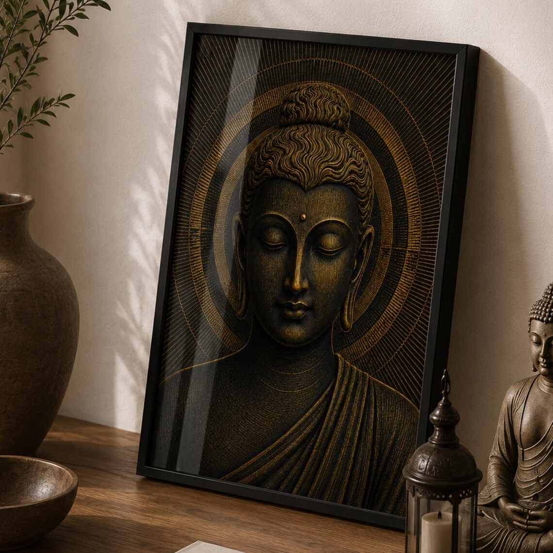 Buddha Wall Art Poster, Serene Meditation Portrait