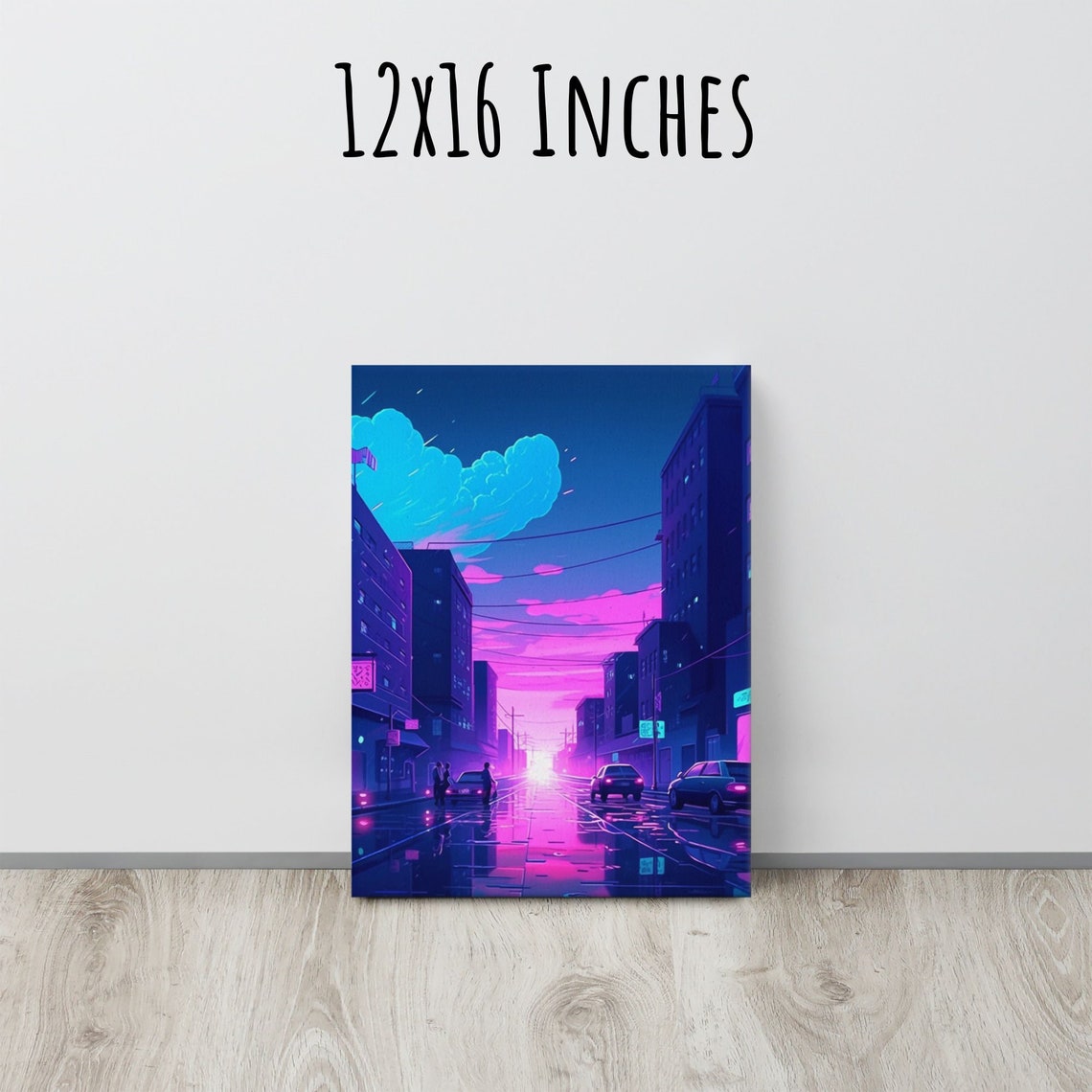 Neon Cyberpunk City Street Rain Night Lights Lofi Aesthetic Wall Art
