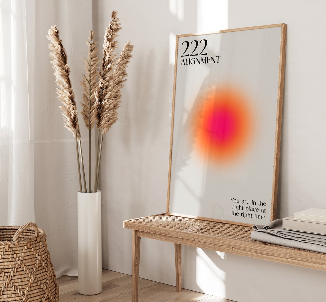 Angel Number 222 Alignment Warm Orange Gradient Spiritual Poster - Image 4