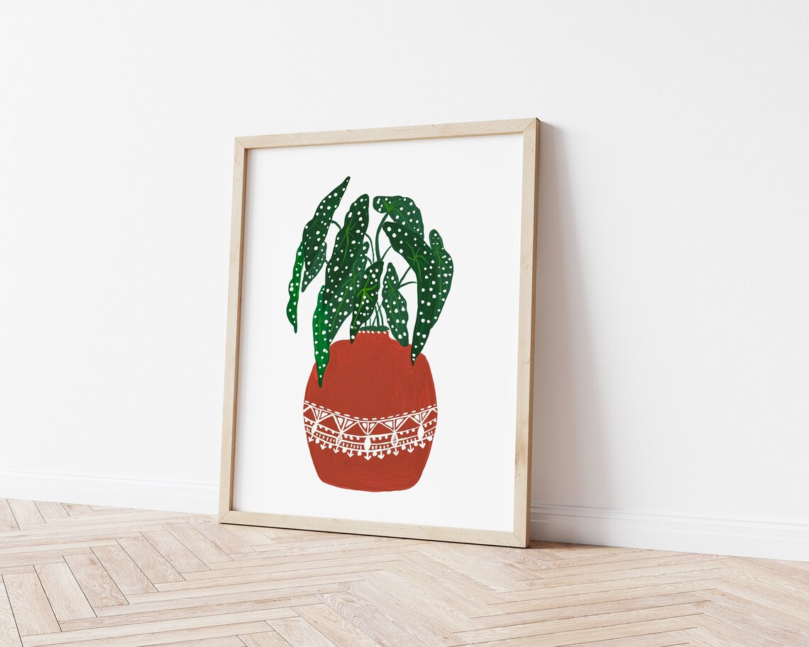 Begonia Maculata Botanical Art Print, Boho Plant Poster - Image 3