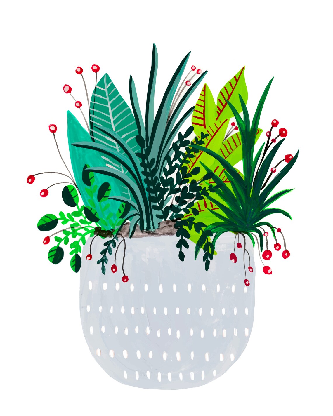 Grey Potted Plants Bohemian Wall Art Print - Image 3