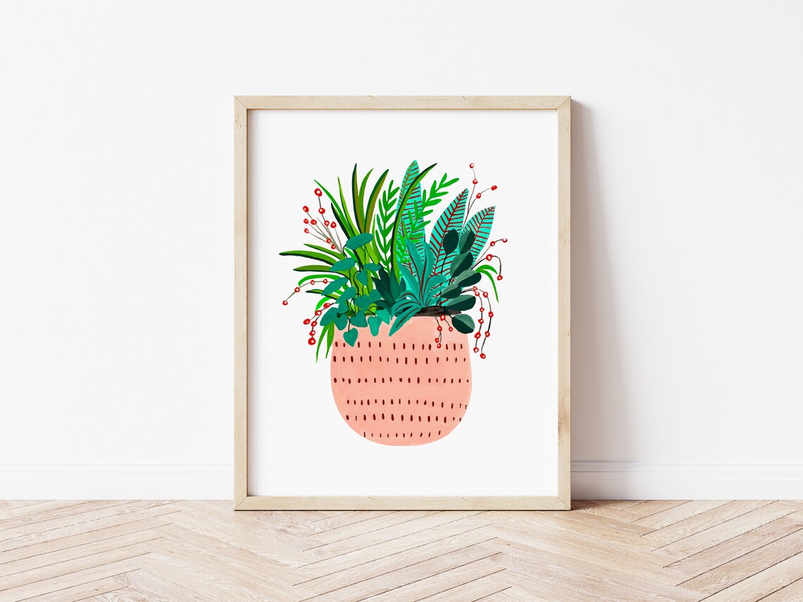 Minimalist House Plant Art Print, Mid-Century Decor - Image 2