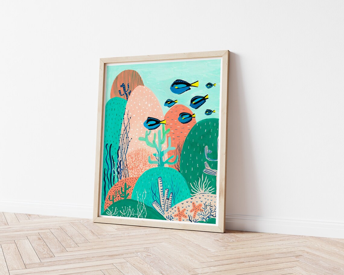 Blue Tang Nursery Art Print, Tropical Ocean Decor - Image 3