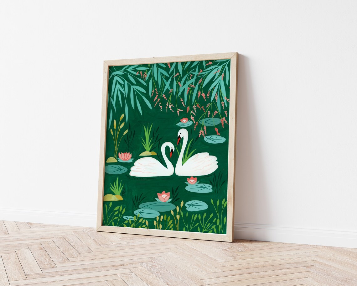 Swan Botanical Nursery Art Print, Jungle Decor - Image 3