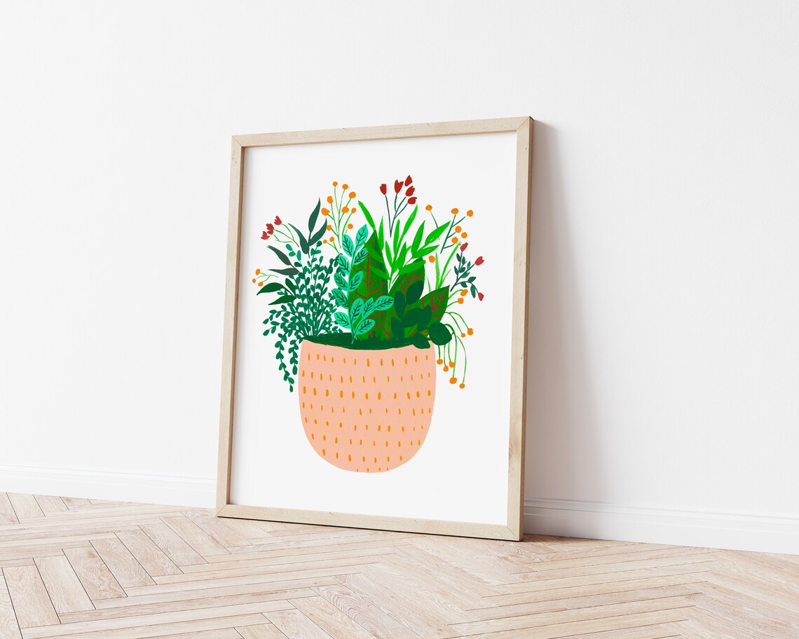 Houseplant Botanical Art Print, Bohemian Decor - Image 3