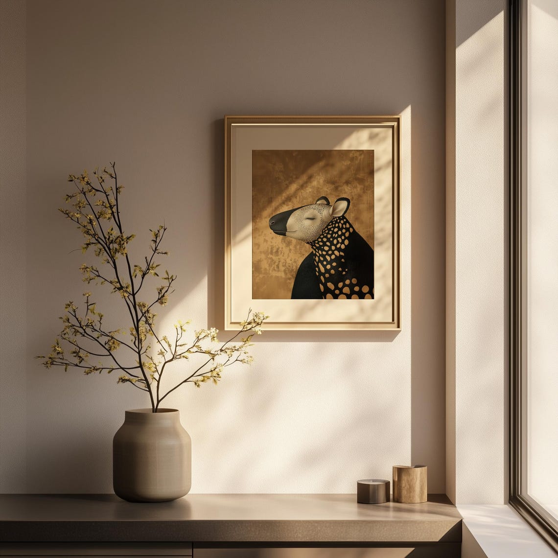 Elegant Golden Spotted Tapir Portrait Exotic Wild Animal Art Poster - Image 3
