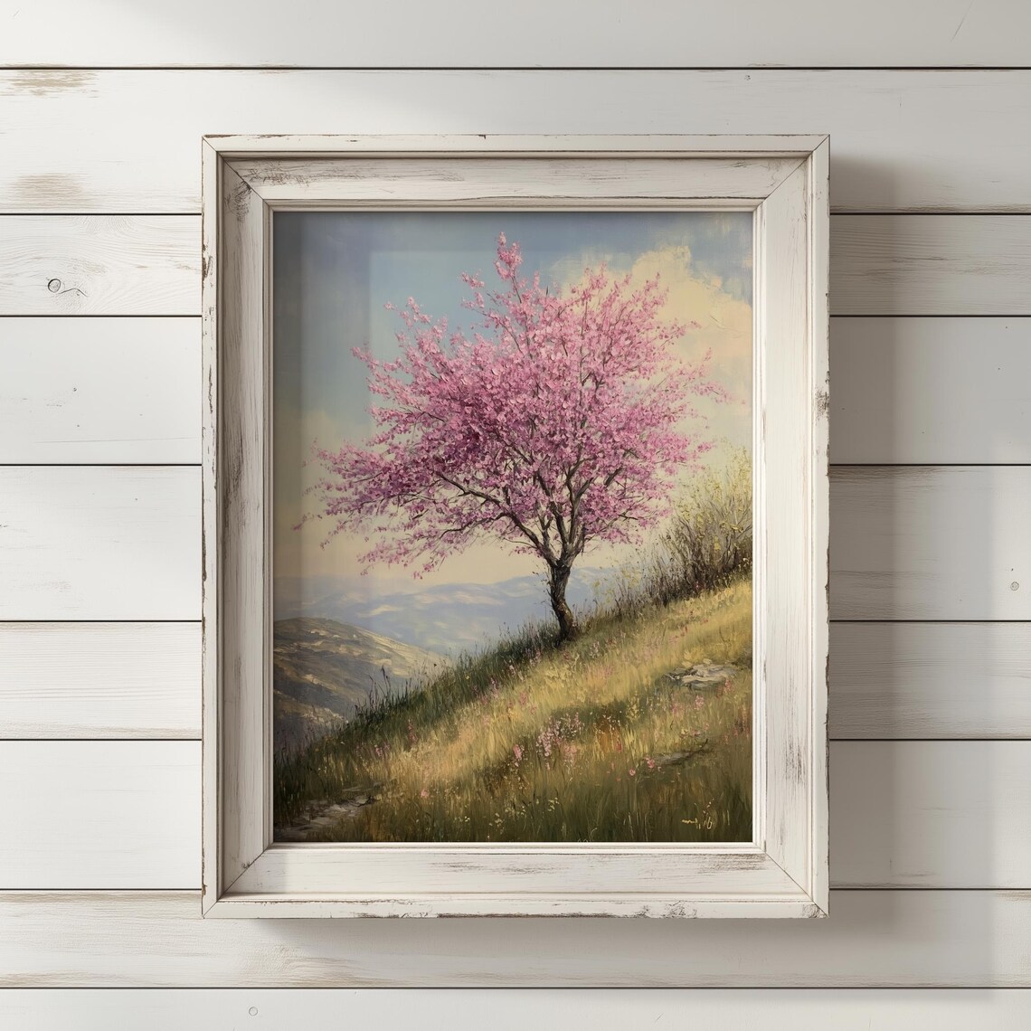 Redbud In Bloom, Tranquil Spring Landscape