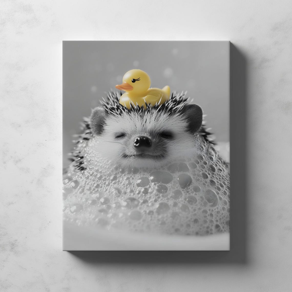 Cute Hedgehog Bubble Bath Rubber Duck Bathroom Animal Poster - Image 2