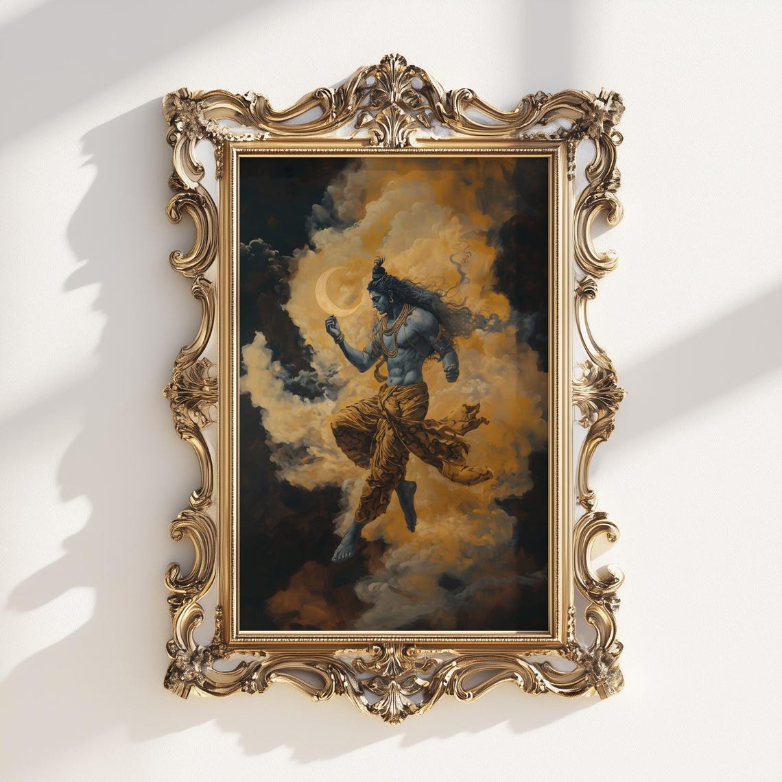 Shiva Dancing Cosmic Clouds Baroque Style Hindu God Art Poster