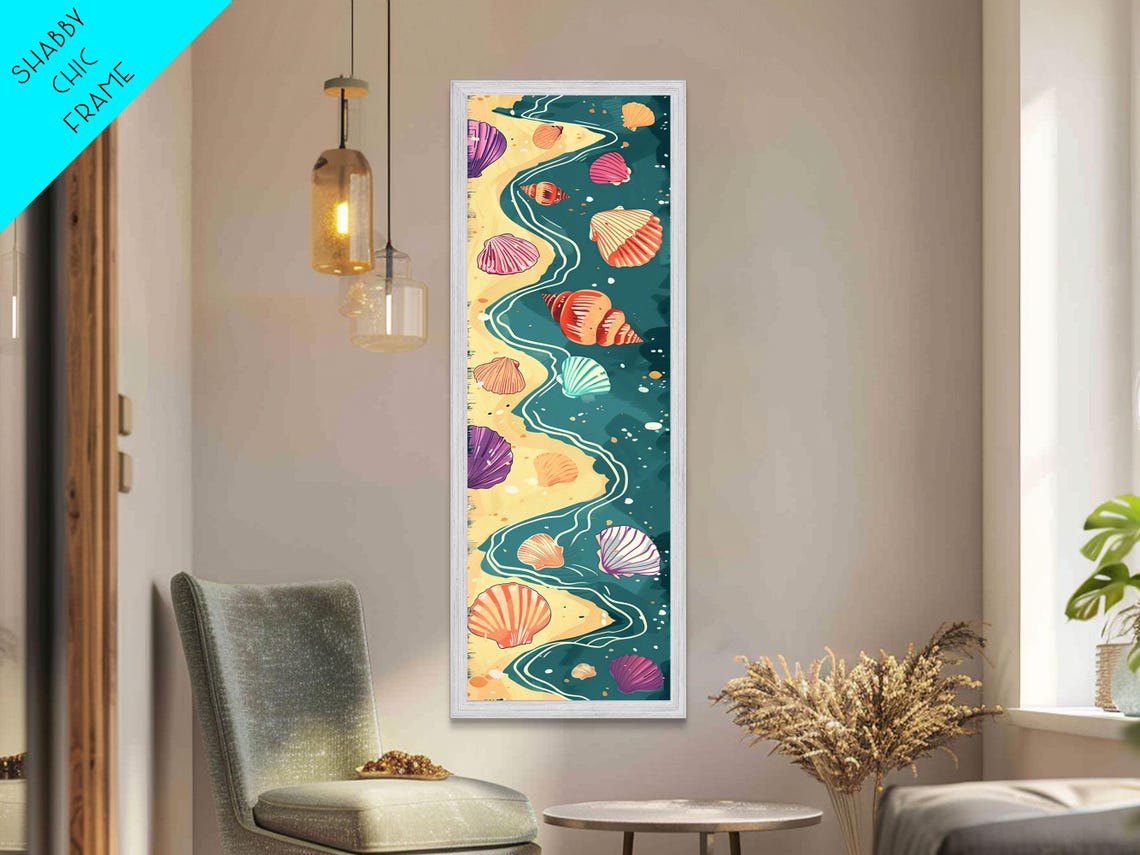 Seashells Shoreline Pastel Waves Beach Japanese Coastal Art Poster - Image 4
