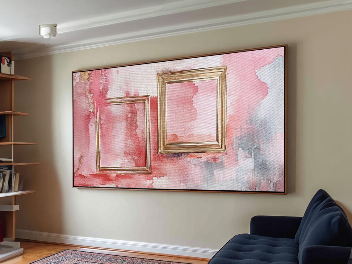 Blush Pink Abstract Gold Frames Minimalist Gallery Wall Poster - Image 2