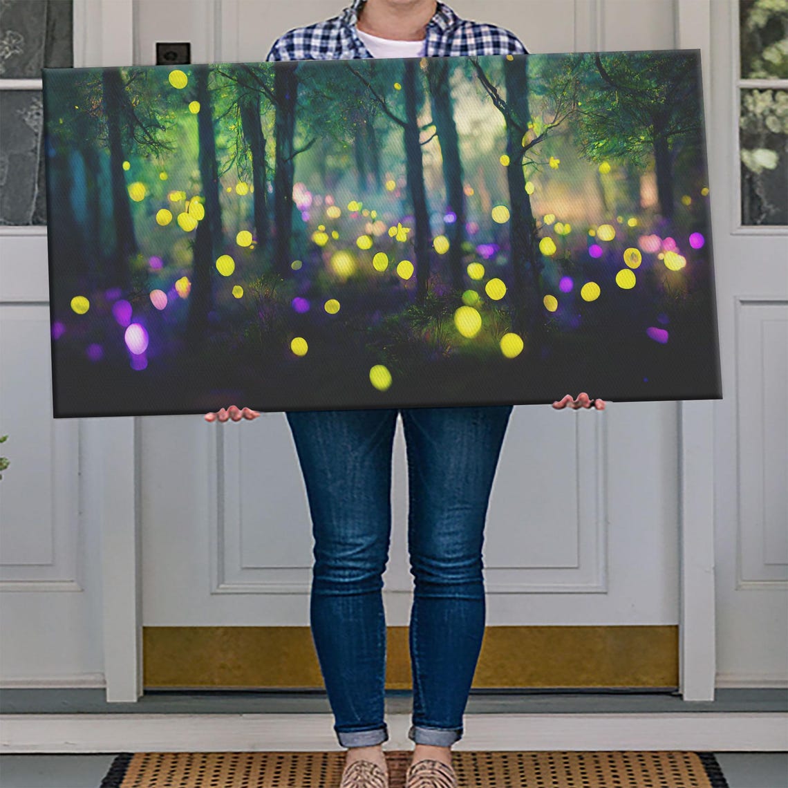 Magical Fireflies Glowing Night Forest Fairy Lights Art Poster - Image 4
