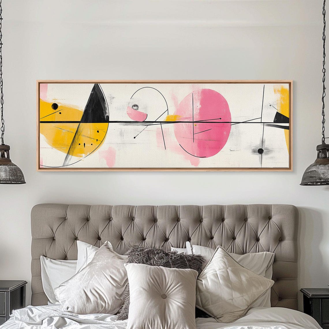 Pink Yellow Sun Abstract Line Art Modern Minimalist Wall Art Poster - Image 5