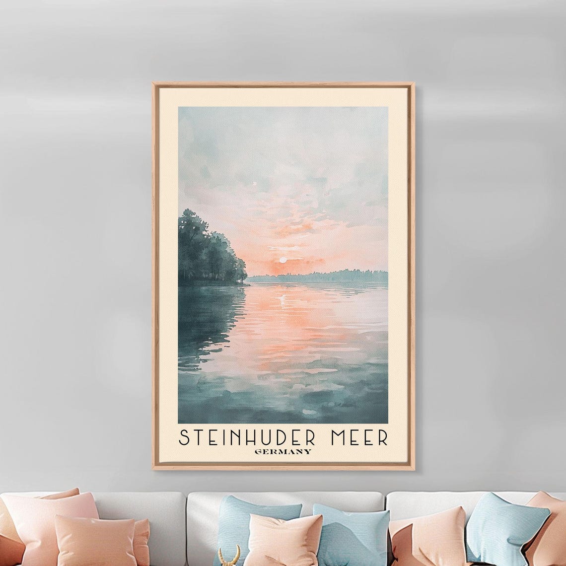 Steinhuder Meer Germany Lake Sunset Pink Water Calm Evening Poster - Image 2