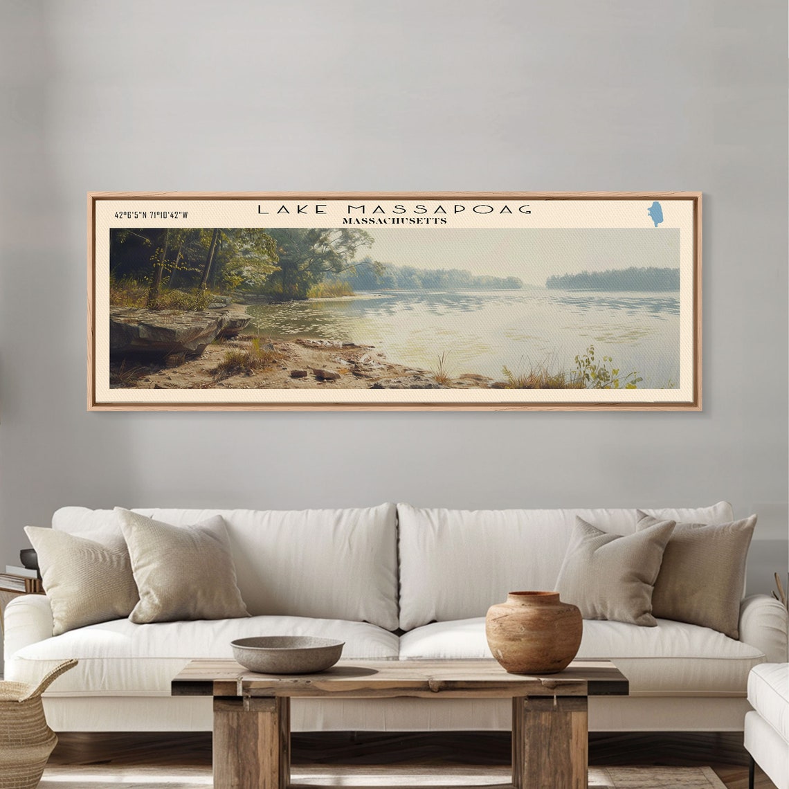 Lake Massapoag Massachusetts Sunny Sandy Cove Panoramic Travel Poster - Image 3