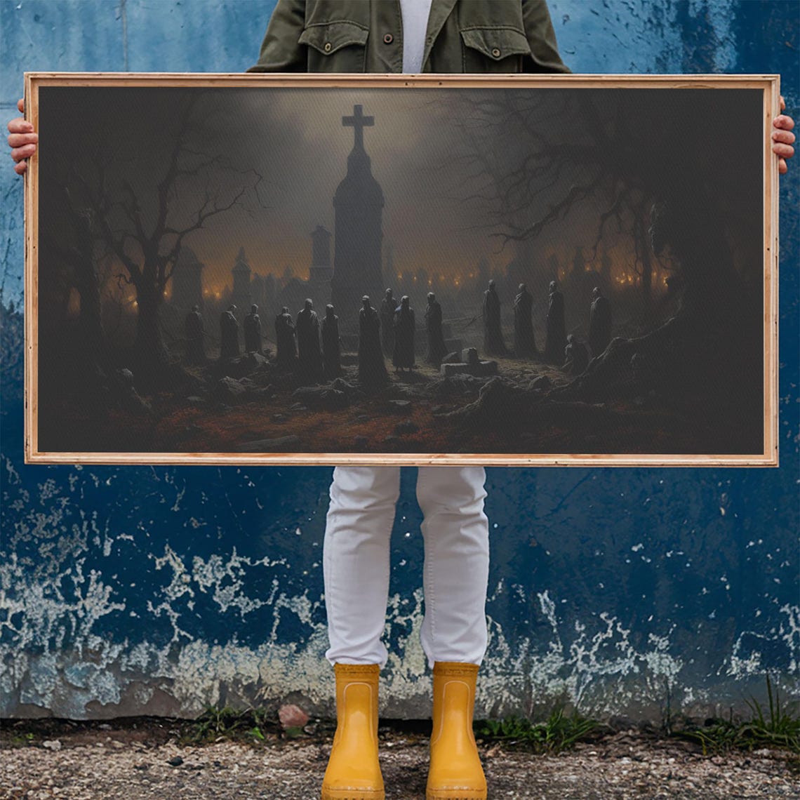 Haunted Graveyard Hooded Figures Dusk Gothic Dark Academia Art Poster - Image 6