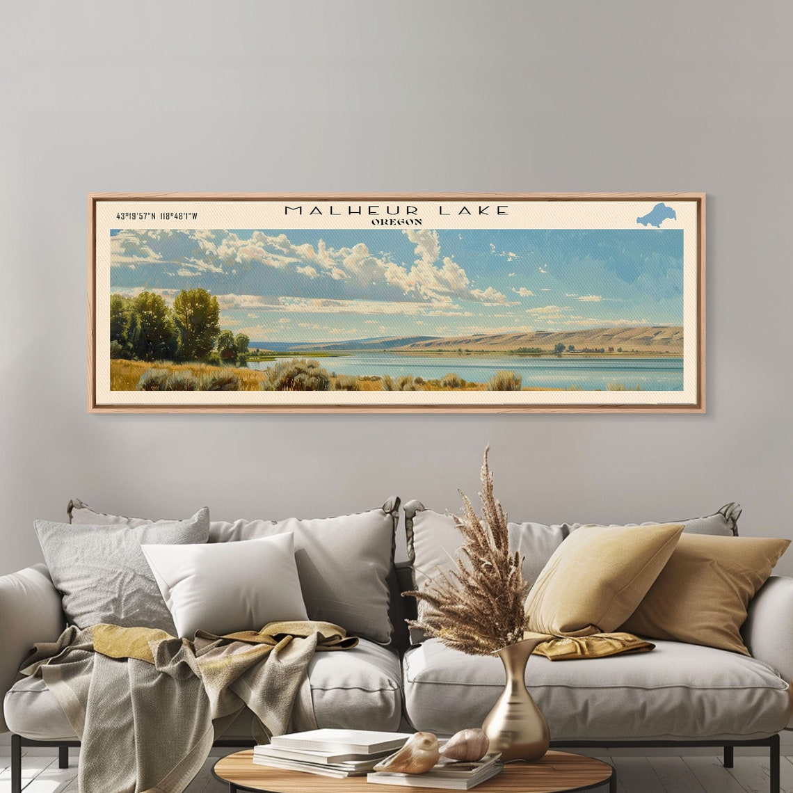 Malheur Lake Oregon Big Sky Clouds Golden Marsh Blue Lake Poster - Image 3