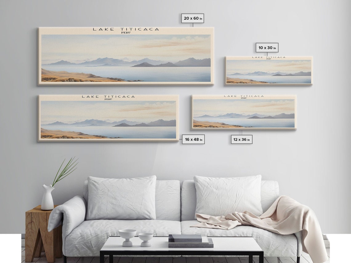 Lake Titicaca Peru Blue Waters Andes Shoreline Panoramic Travel Poster - Image 2
