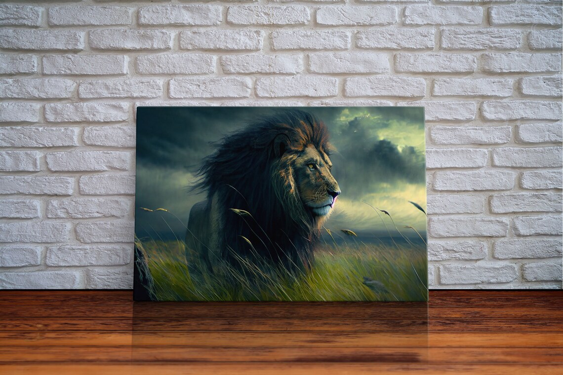 Lion Watercolor Art Print, Majestic Wild Animal
