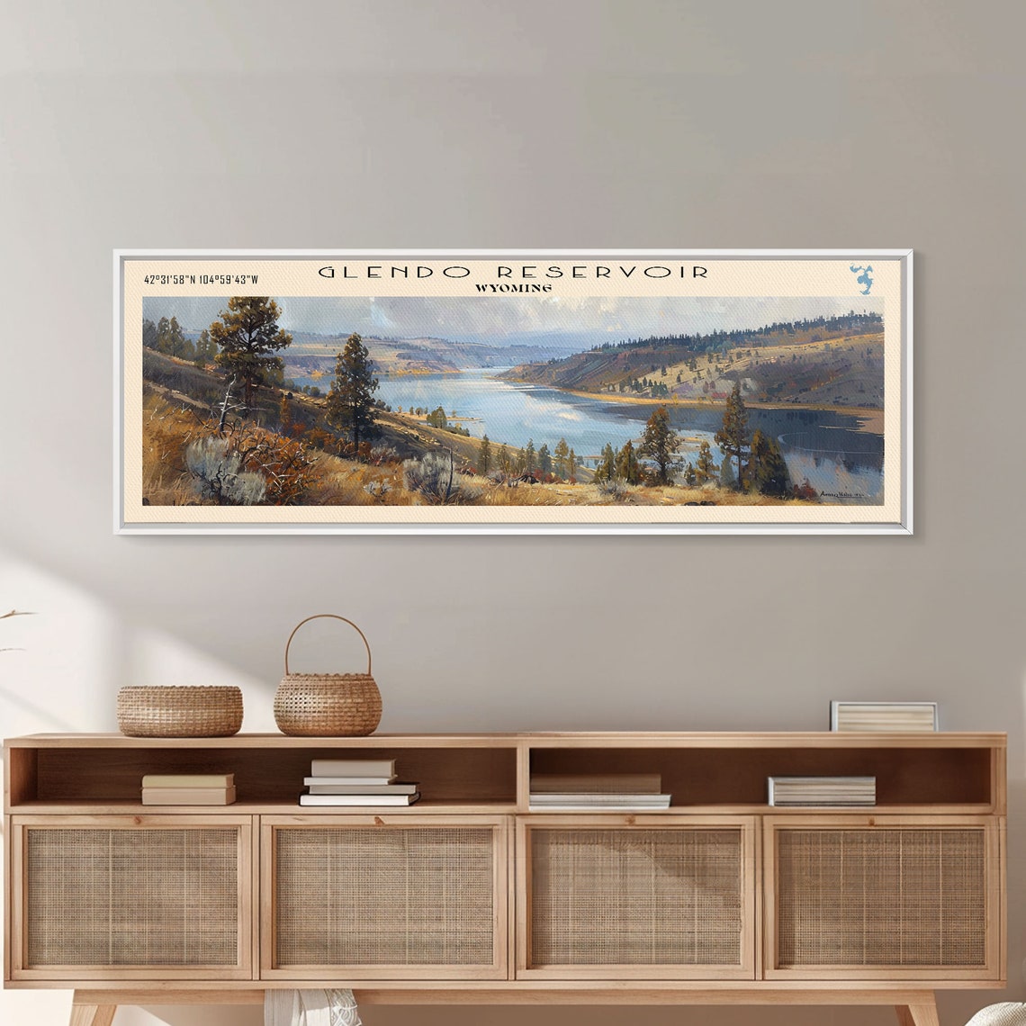 Glendo Reservoir Wyoming Rolling Hills Blue Valley Water Poster - Image 2