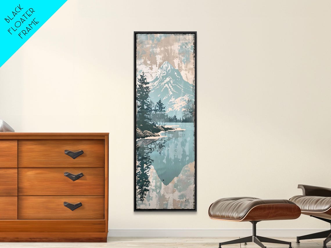 Snowy Mountain Peak Lake Reflection Vintage Style Travel Poster - Image 4