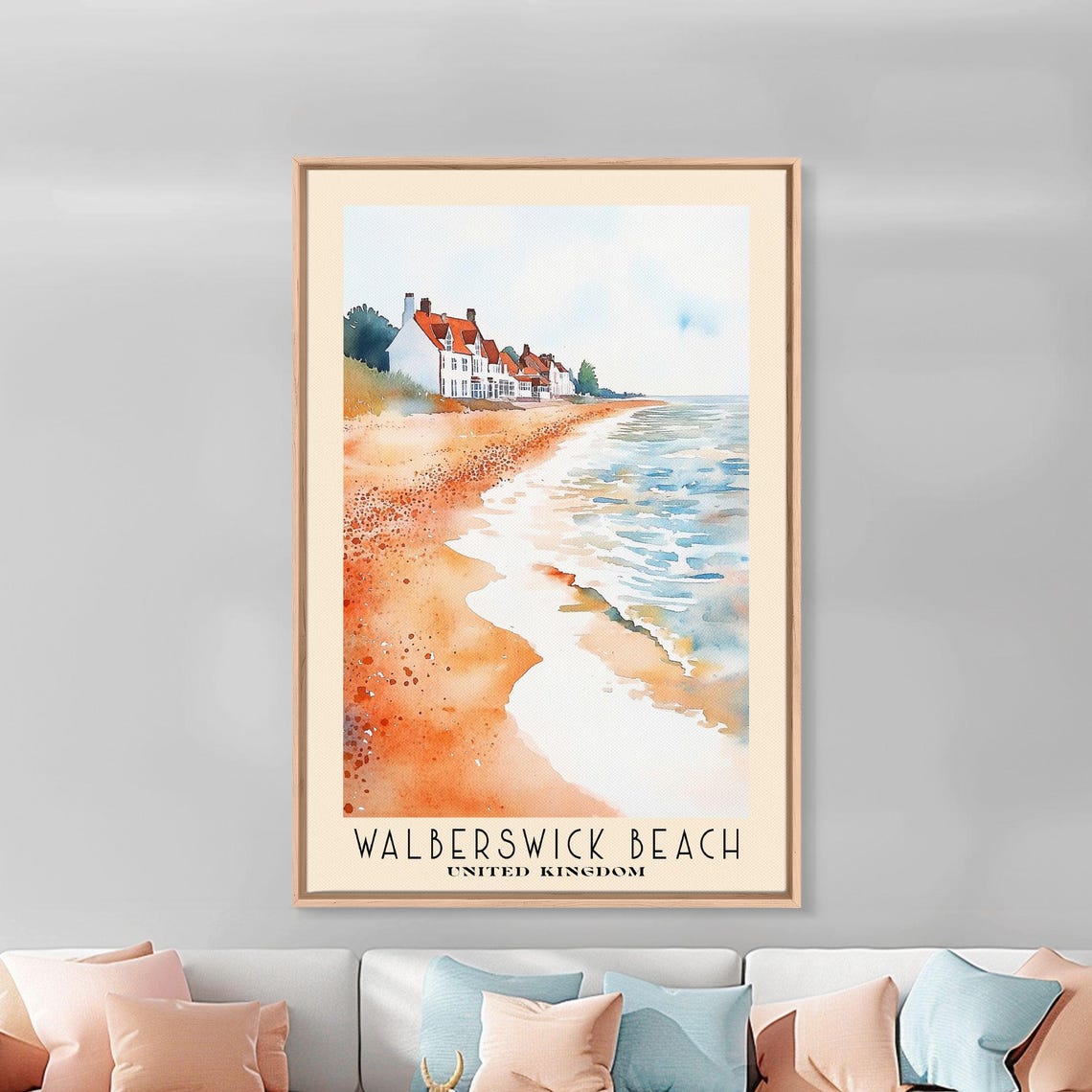 Walberswick Beach United Kingdom Sandy Shore Watercolor Poster - Image 2