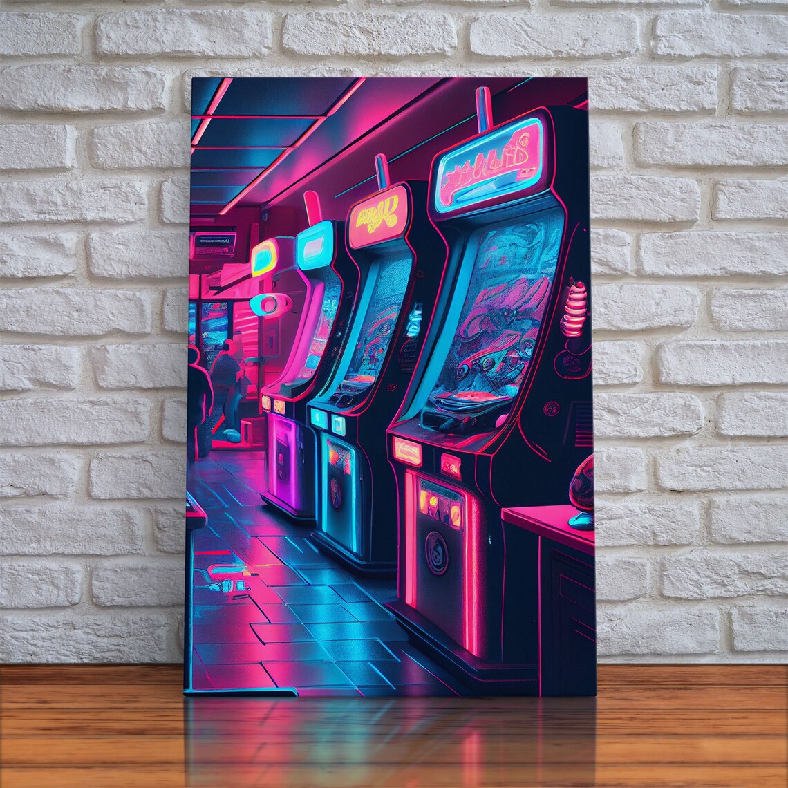 Synthwave Arcade Game Room Art Print for Teen Room