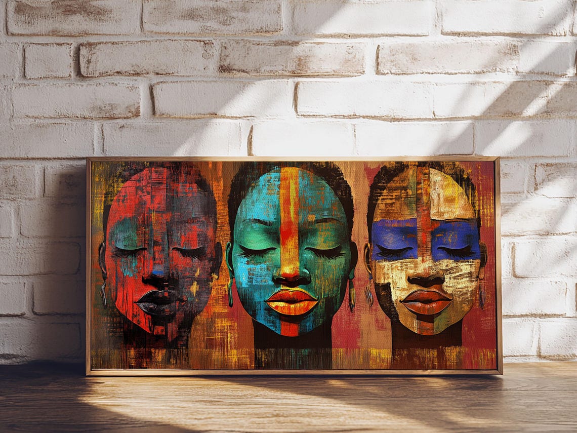 Vibrant African Faces Abstract Colorful Textured Afrocentric Poster - Image 5
