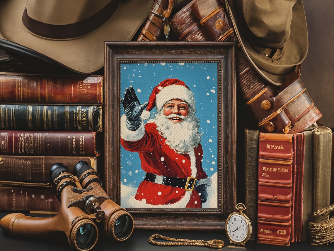 Portrait Of Santa Waving Framed Print Santa Painting Santa Art Santa Home Decor Christmas Wall Art Christmas - Image 4