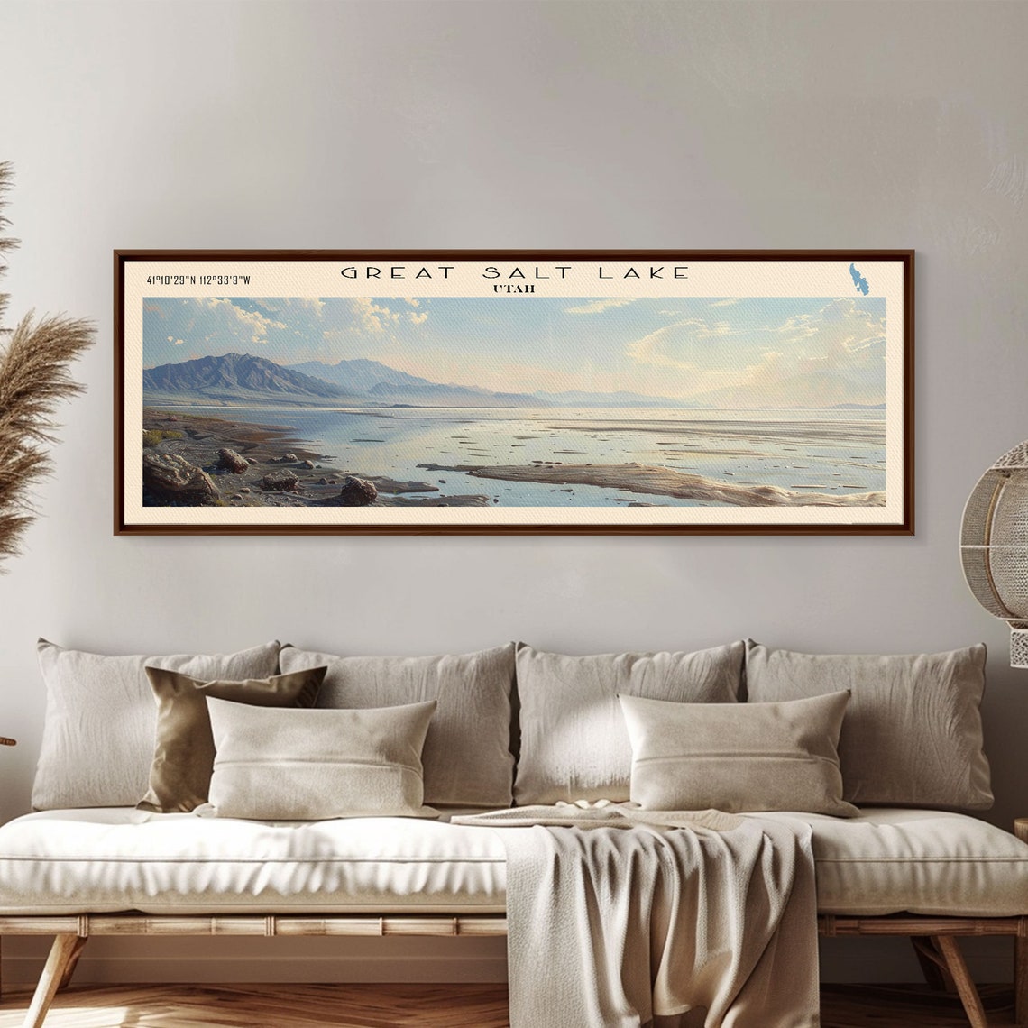Great Salt Lake Utah Salt Flats Rocky Shore Distant Peaks Poster - Image 4