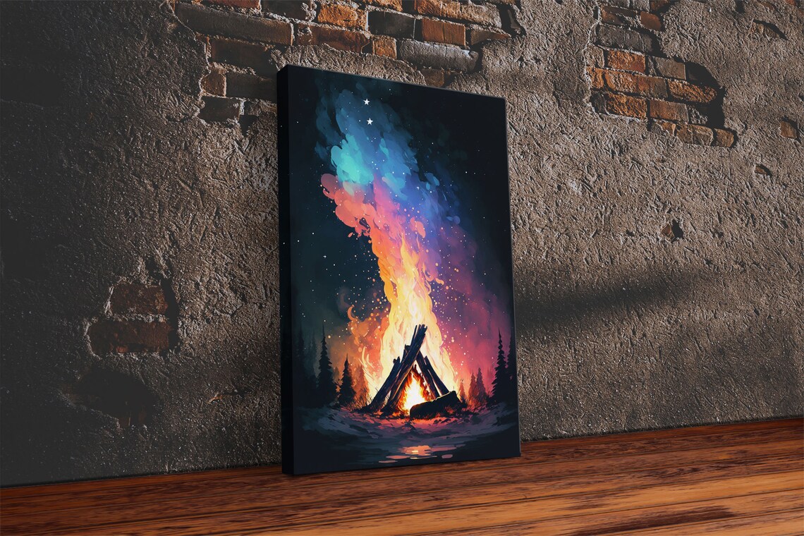 Campfire Print, North Lake Life Cabin Art Print - Image 3
