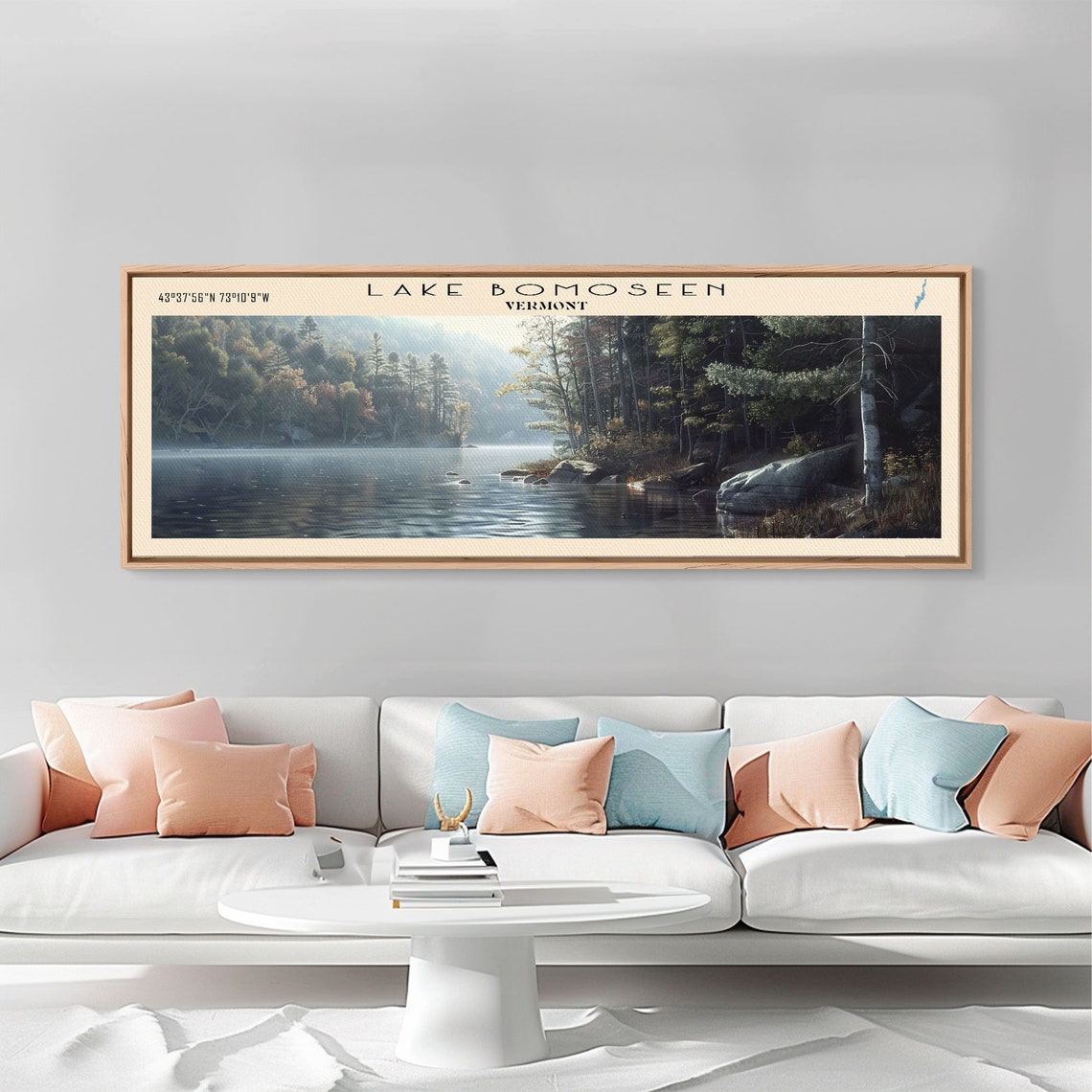 Lake Bomoseen Vermont Misty Morning Birch Forest Shore Travel Poster - Image 2