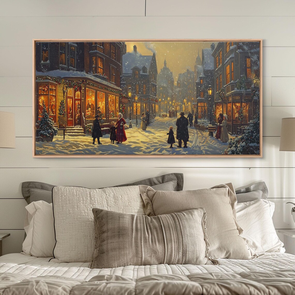 Victorian Christmas Street Scene, Vintage Holiday Art Print - Image 4
