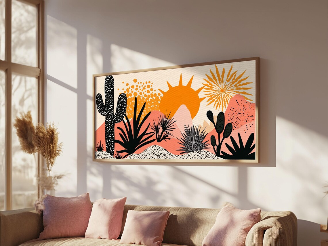 Abstract Southwest Style Cactus And Desert Sunset Art Print - Image 2