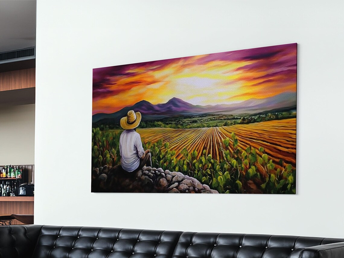 Farmhouse Wall Art Framed Print Mexicano Art Chicano Art Oil Painting Print Of A Tejano Farmer Arte Mexicano - Image 5