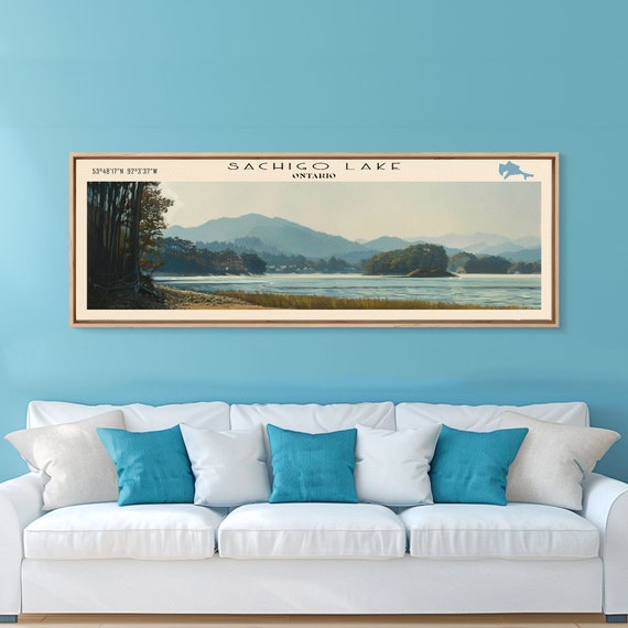Sachigo Lake Framed Print Lake House Decor Panoramic Wall Art Travel Poster Beautiful Landscape Painting Cottage Art
